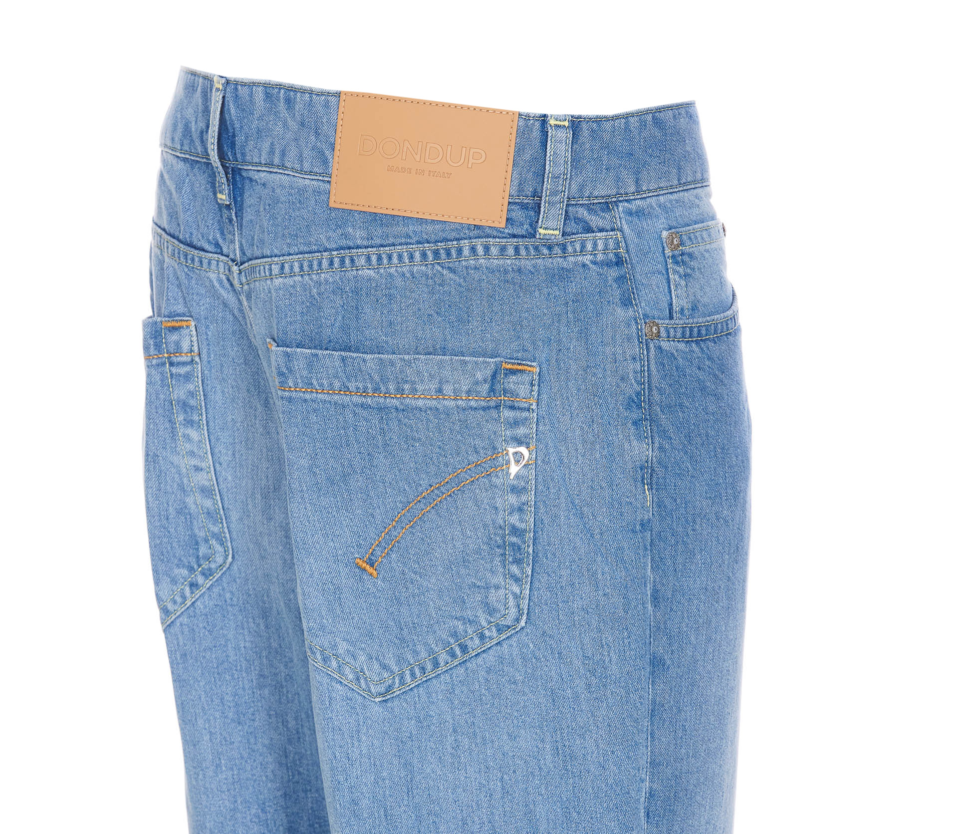 Dondup High-waisted Five-pocket Jeans With Decorative Button Fly In Blue