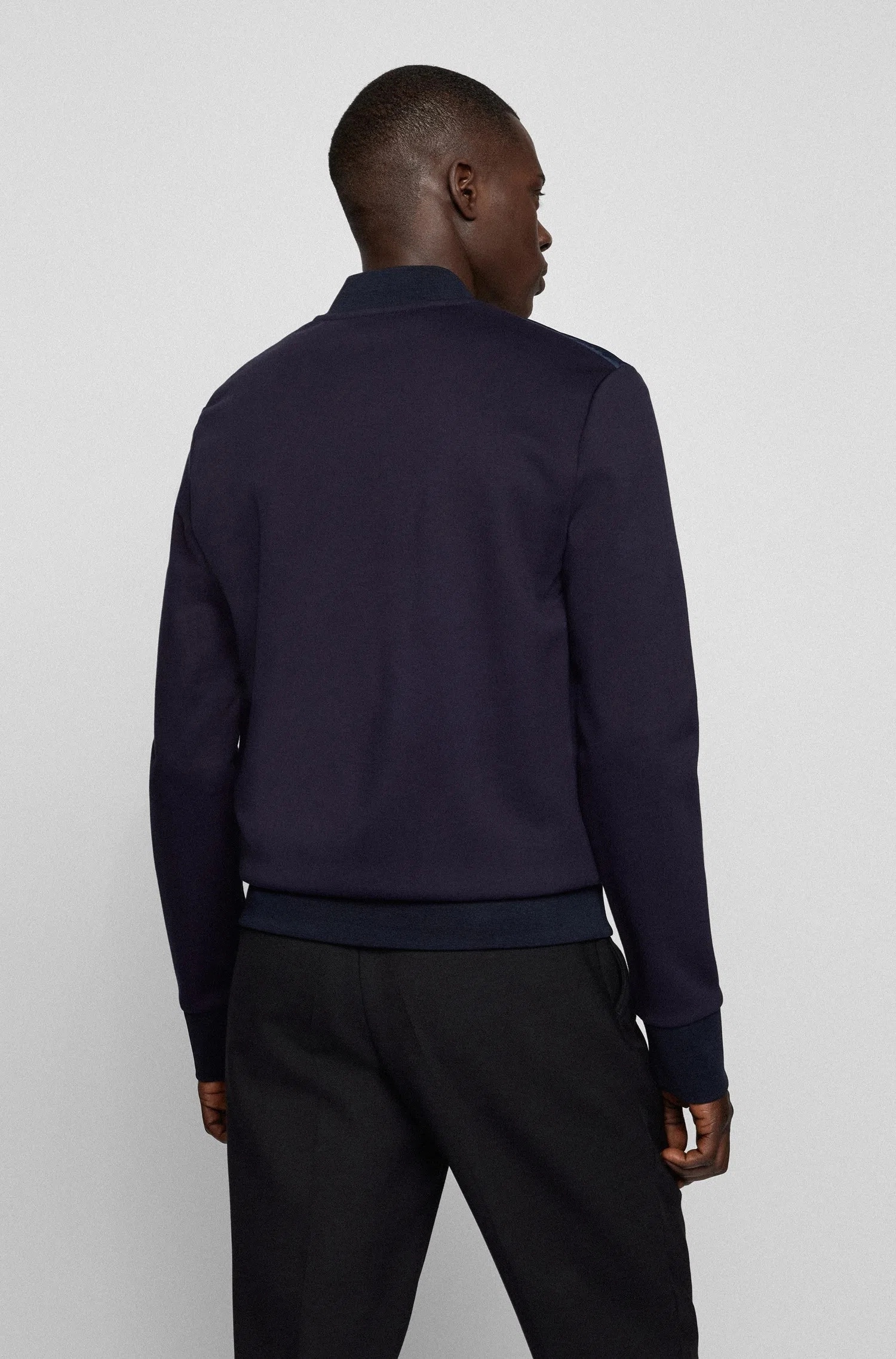 Hugo Boss Padded-panel Zipped Jacket In Blue