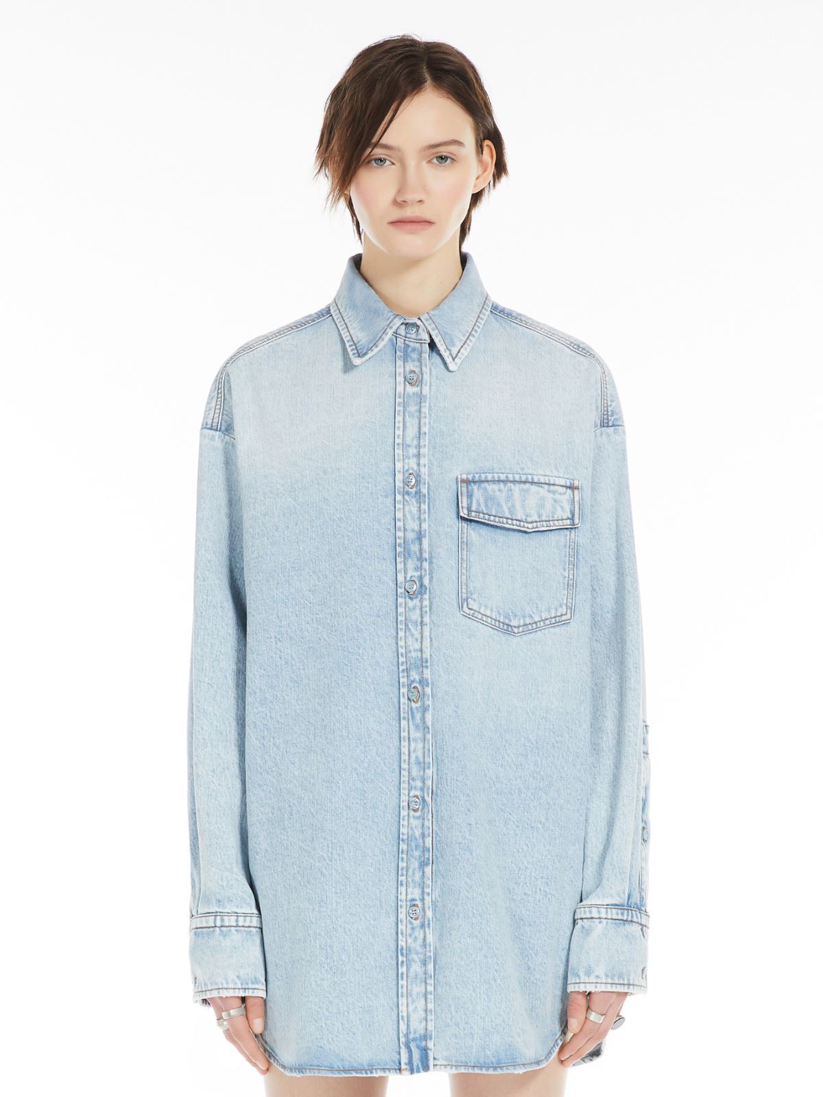 Sportmax Wide Denim Shirt In Blue
