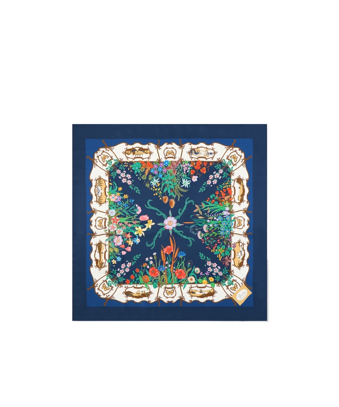 Gucci Printed Silk Twill Carré In Blue