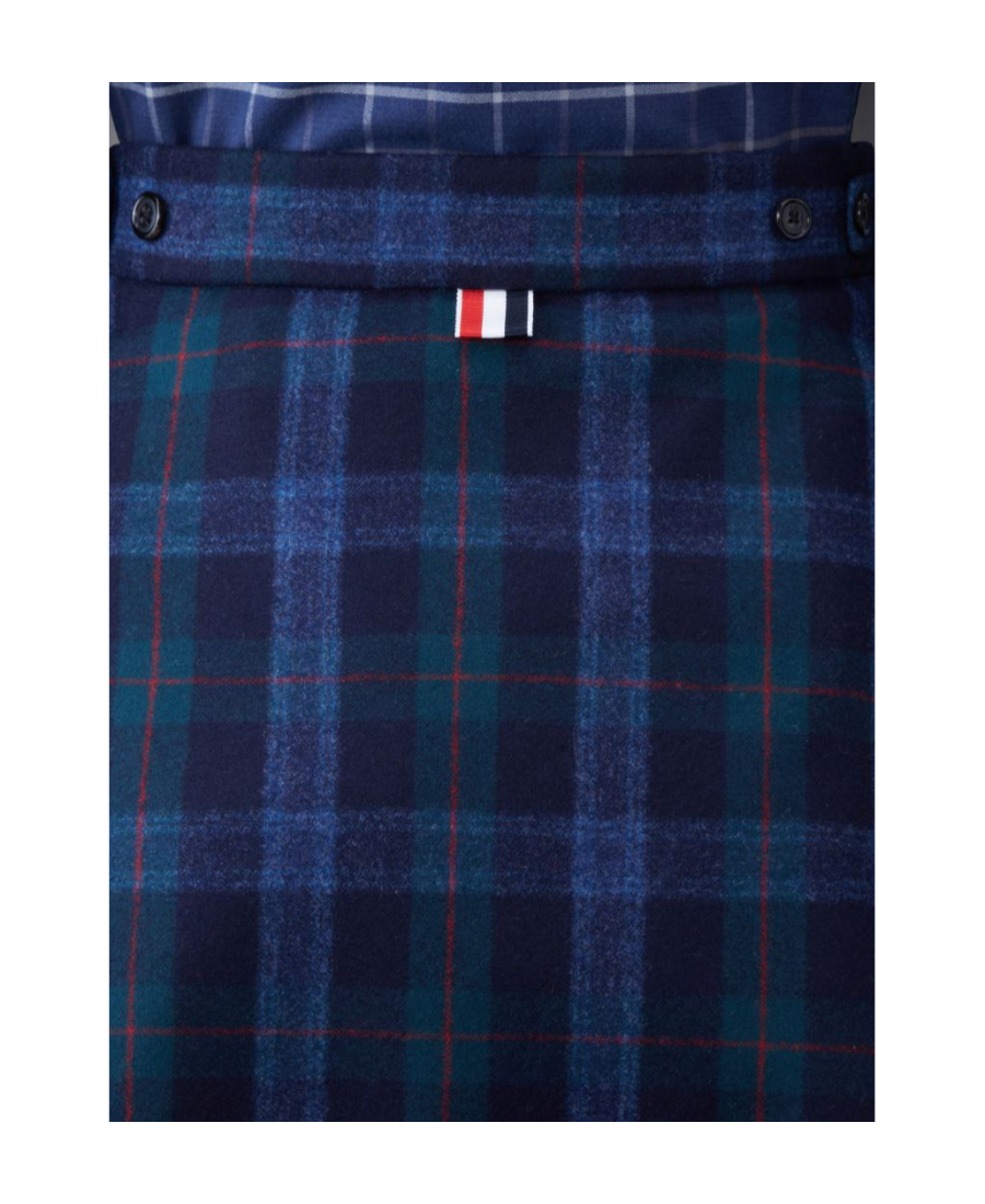 Thom Browne A-line Check-pattern Skirt In Blue