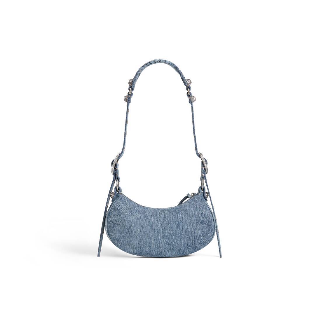 Balenciaga Green Leather Shoulder Handbag With Magnetic Closure And Metal Details In Blue