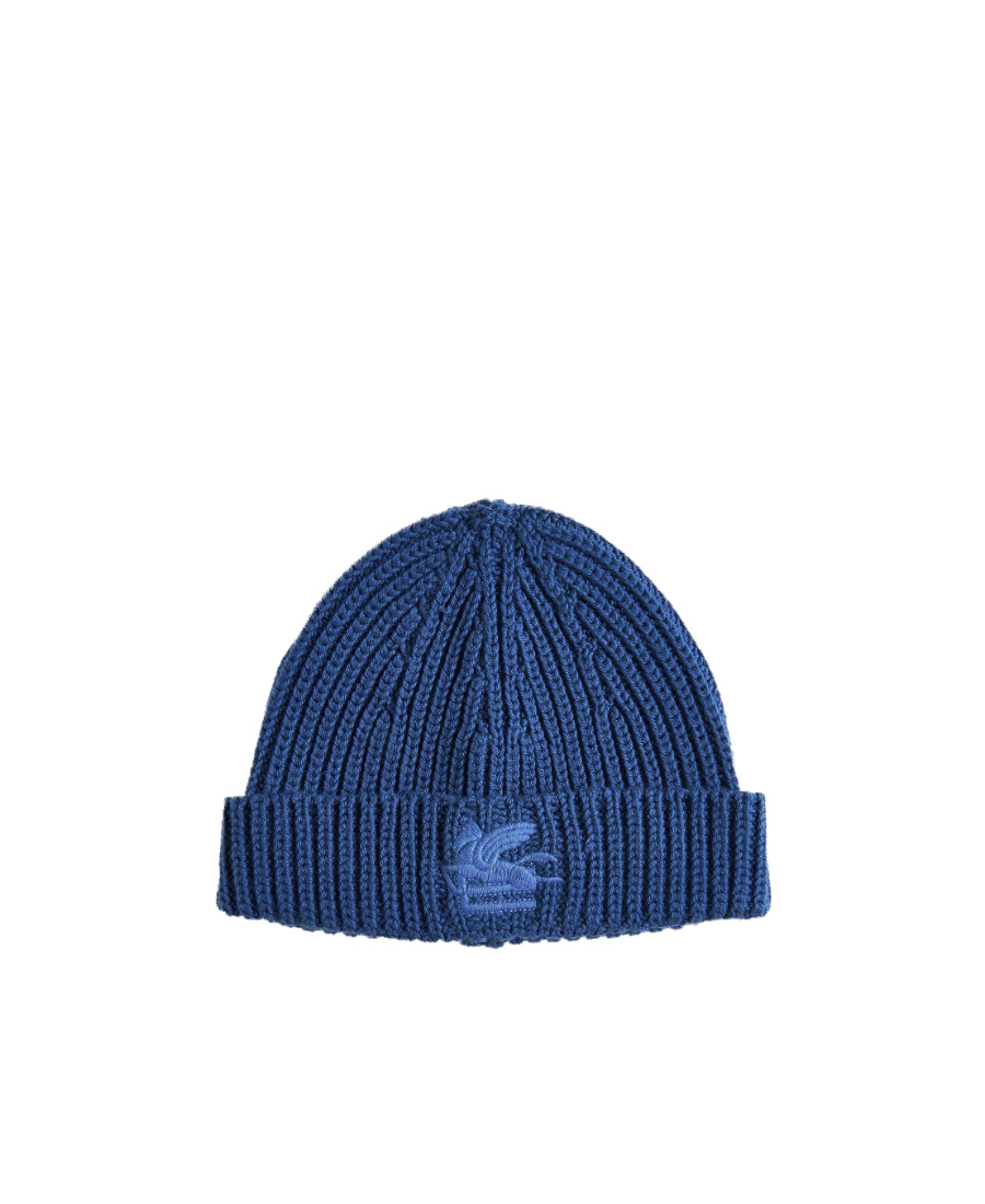 ETRO PEGASO MOTIF-EMBROIDERED WOOL BEANIE 