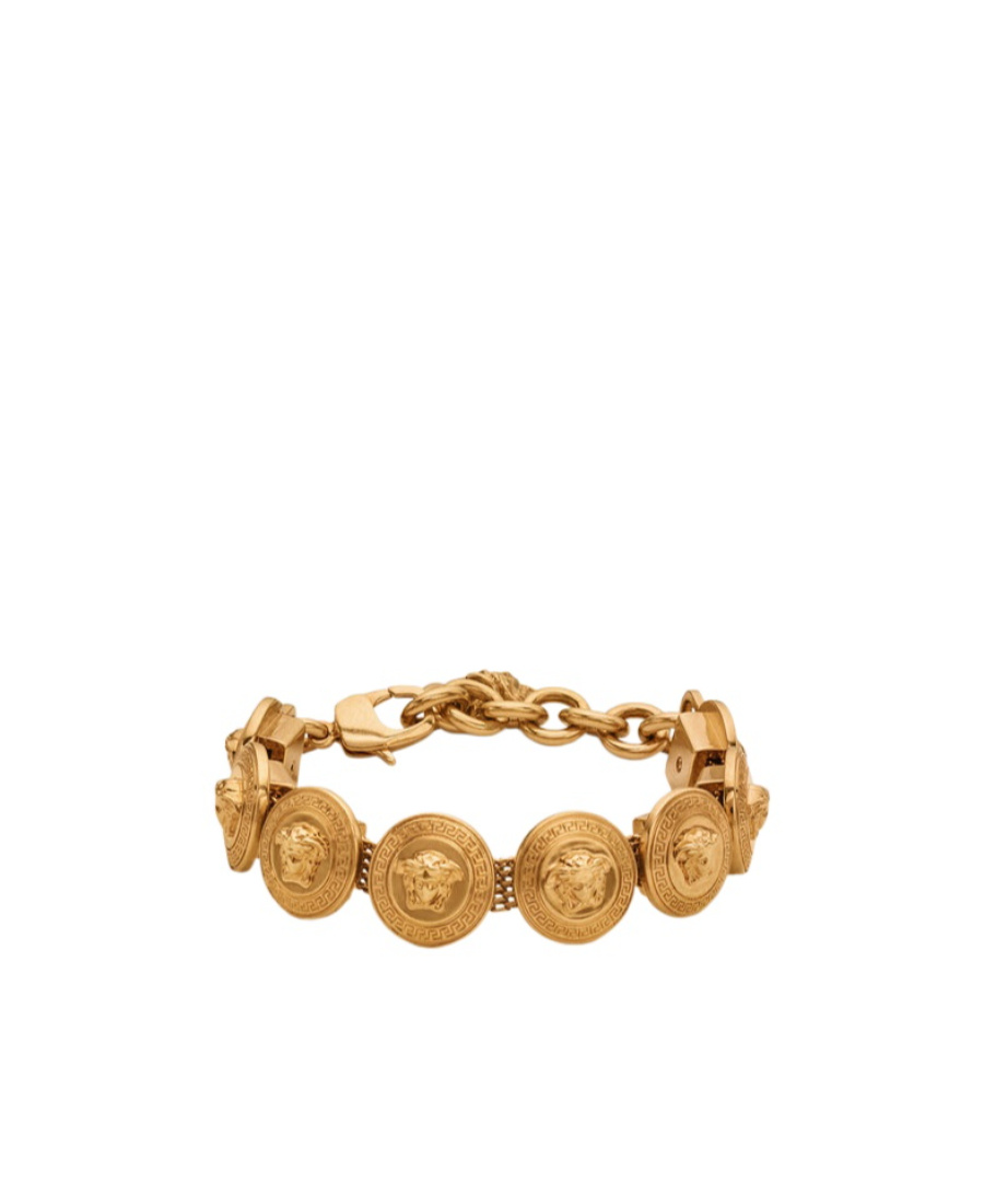 Versace Tribute Medusa Clasp Fastened Chained Bracelet In Yellow