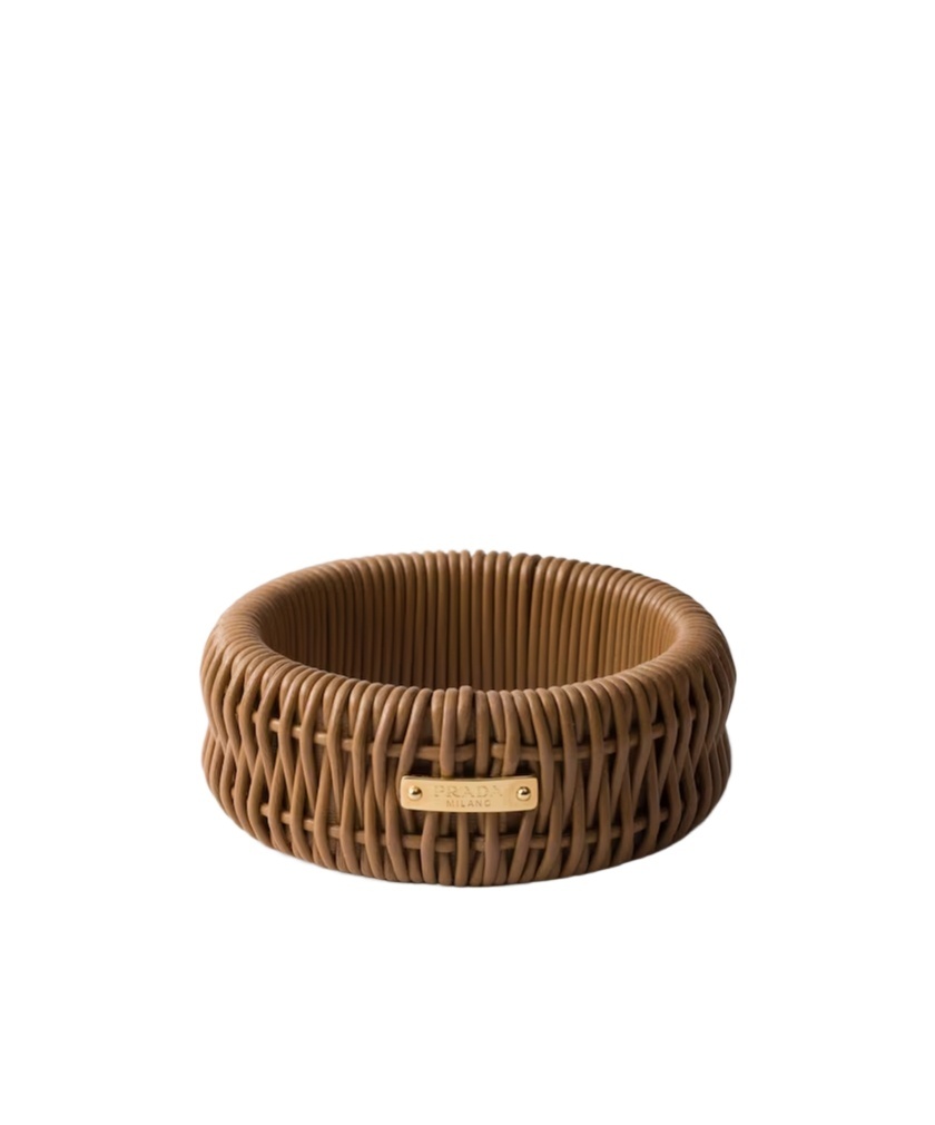 Prada Braided Nappa Leather Bracelet In Brown