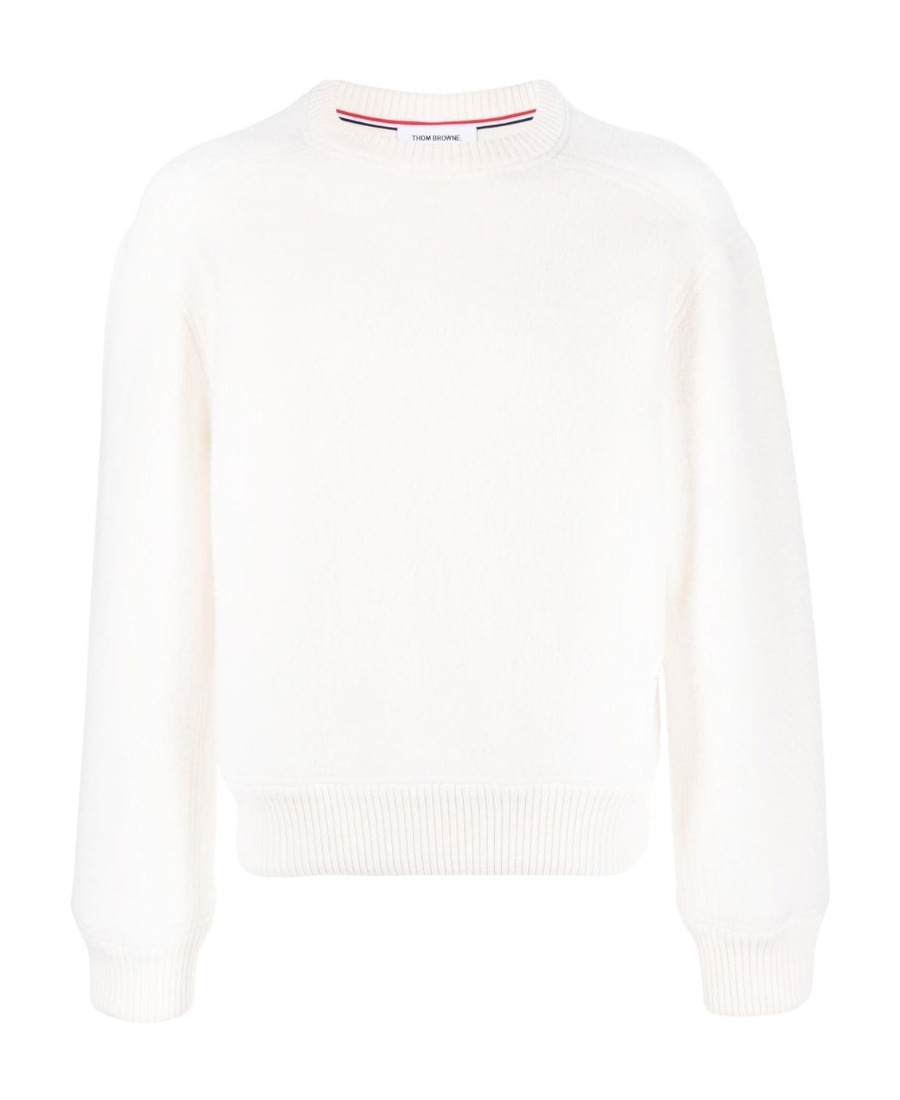 Thom Browne Logo-patch Crew Neck Jumper In White