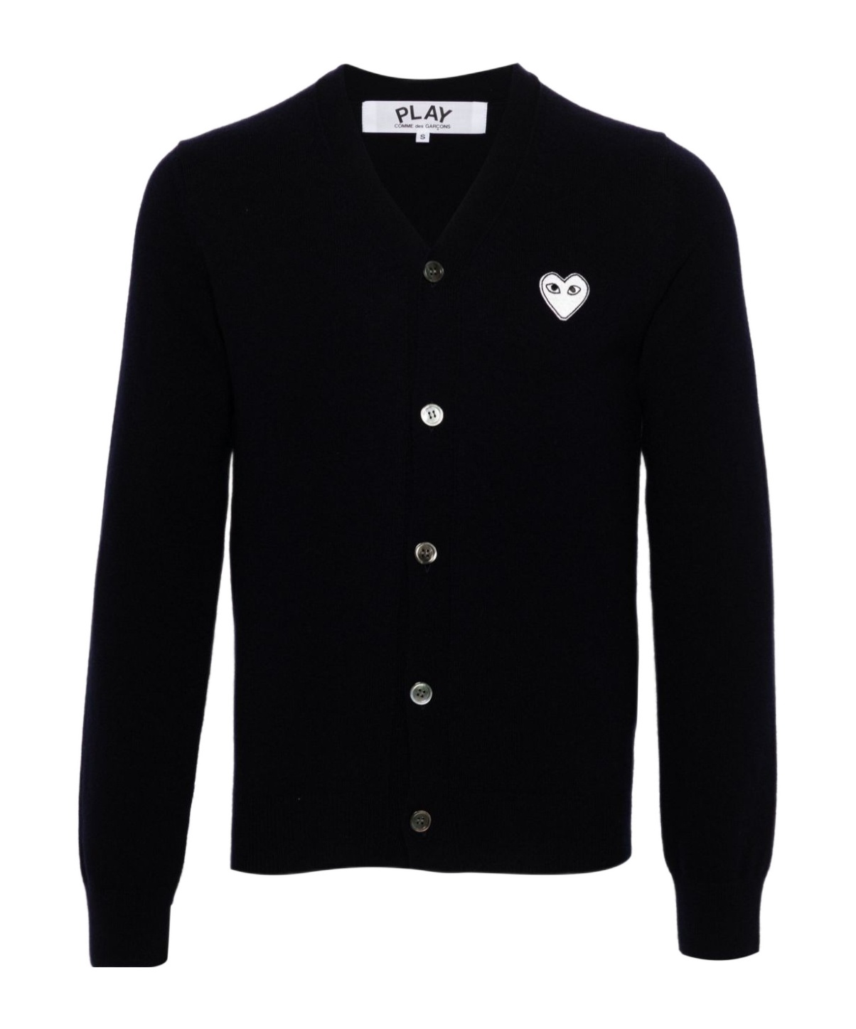 Comme Des Garçons Play Heart-patch Wool Cardigan In Black