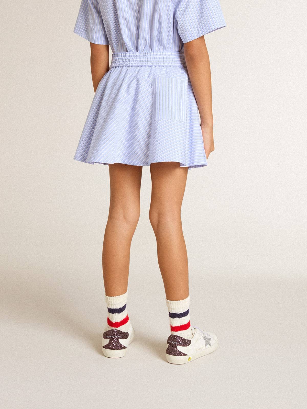 Golden Goose Light Blue Striped Cotton Skirt In Blue