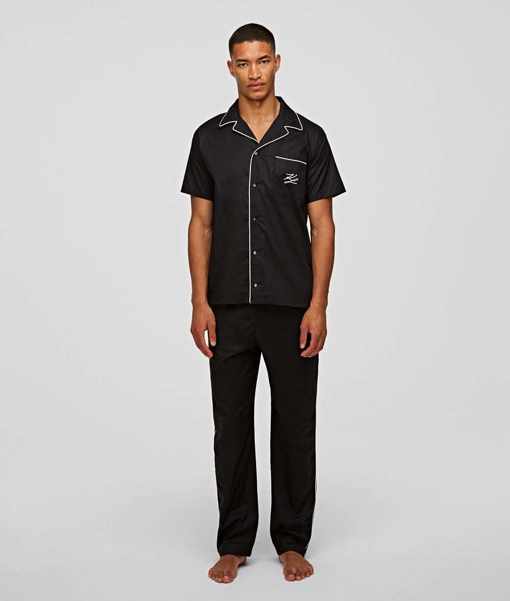 Karl Lagerfeld Short-sleeved Rolling Pajamas In Black