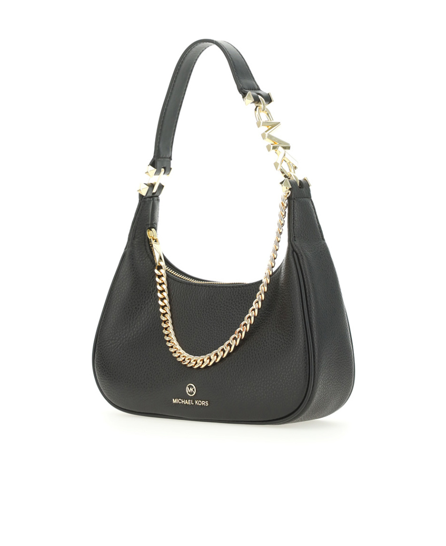 Michael Kors Chain-link Leather Shoulder Bag In Black