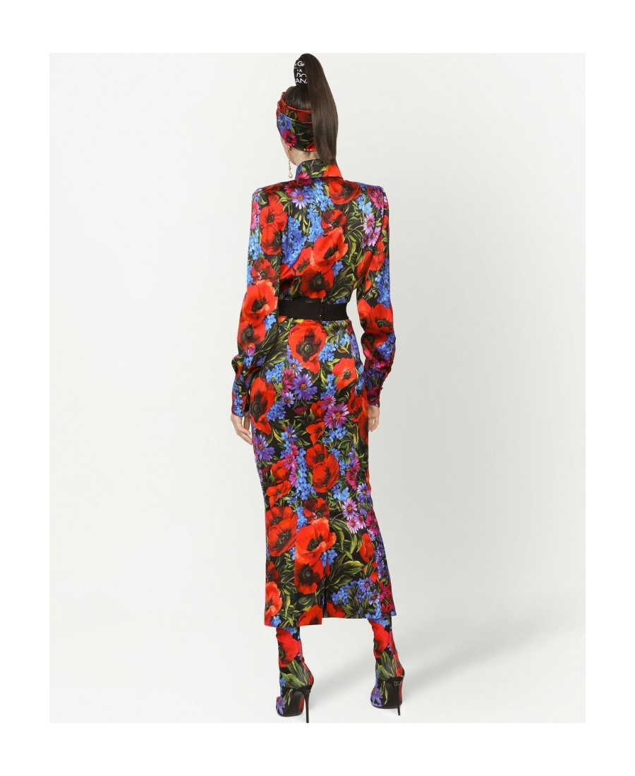 Dolce & Gabbana Floral Print Viscose Shirt In Multicolor