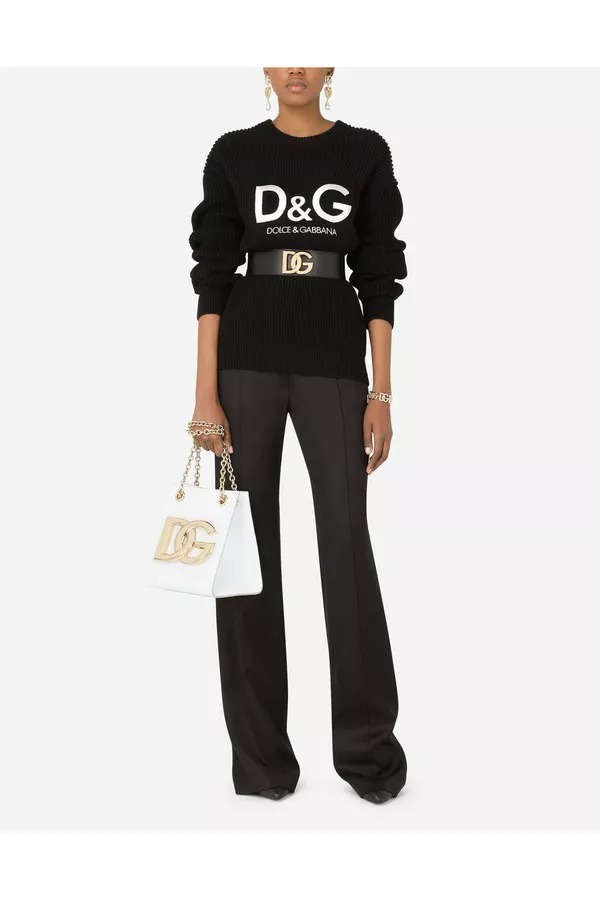 Dolce & Gabbana Logo-embroidered Wool Jumper In Black