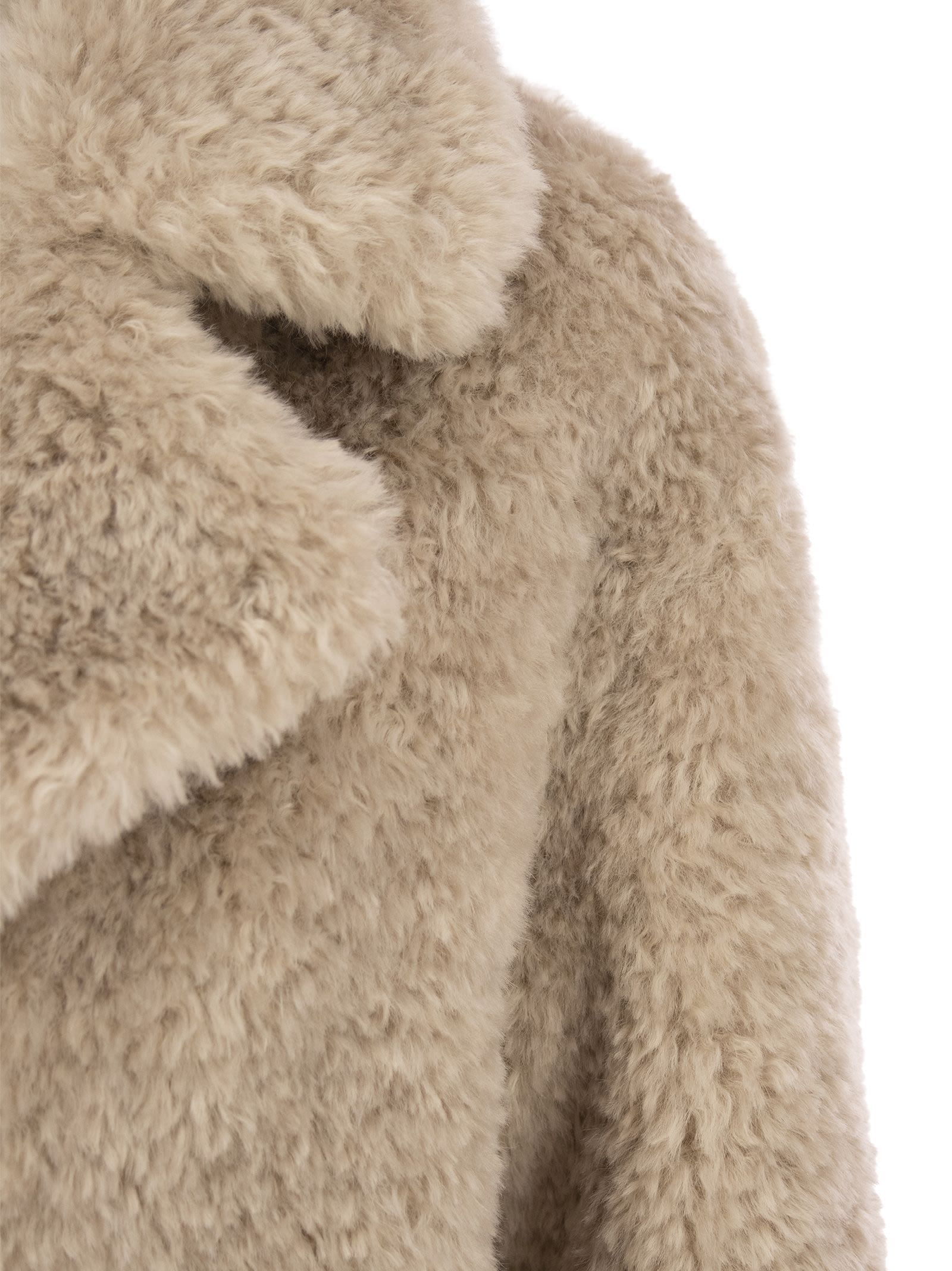 Herno Faux-fur Single-breasted Coat In Neutral