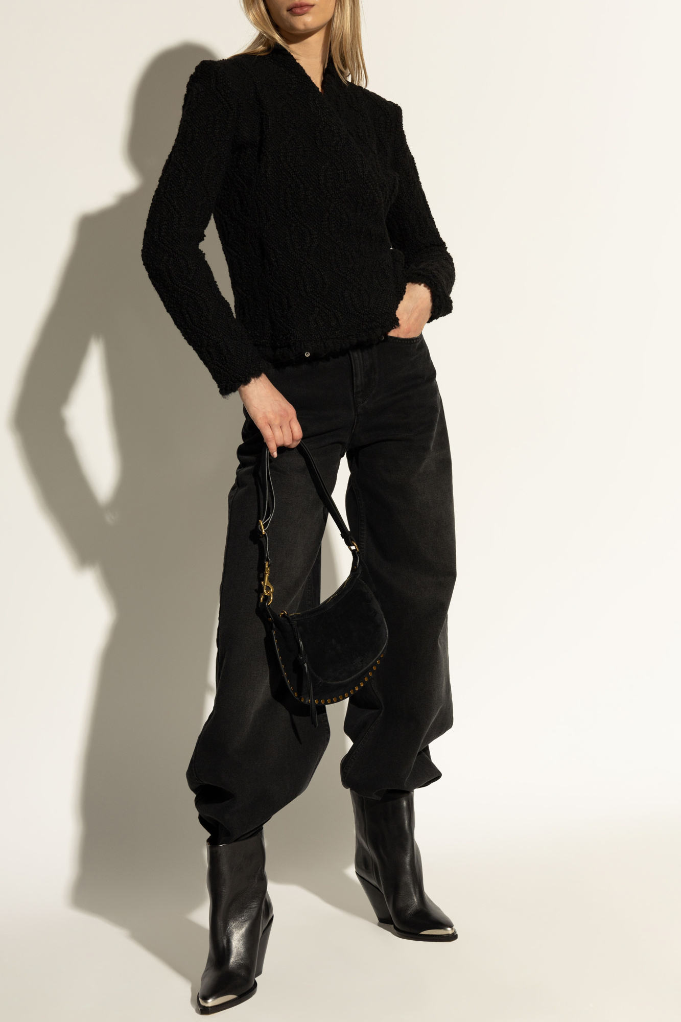 Isabel Marant Loyana Embossed Double-breasted Jacket In Black