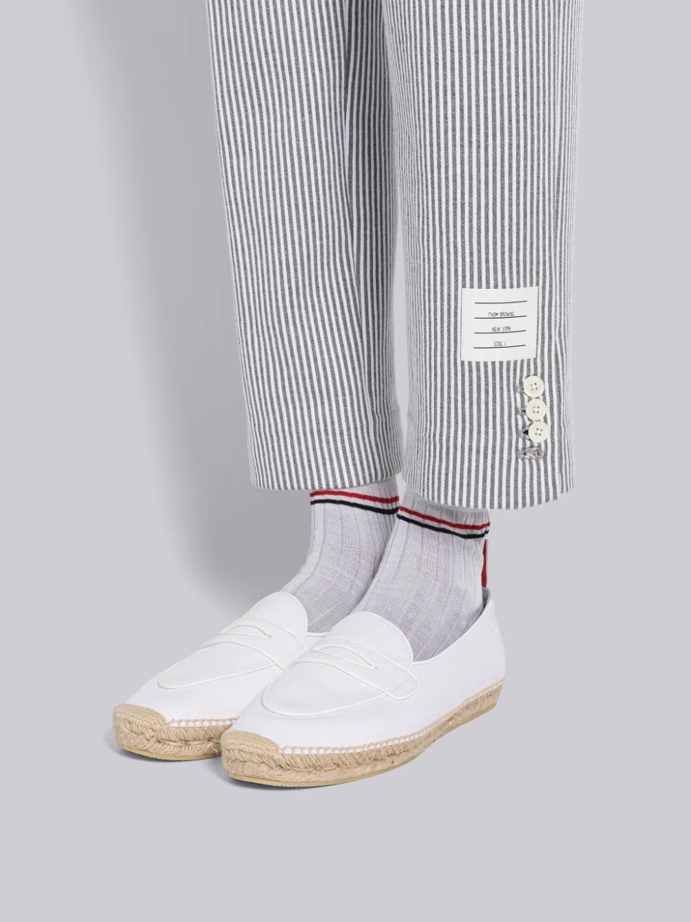 Thom Browne 4-bar Seersucker Tailored Trousers In White