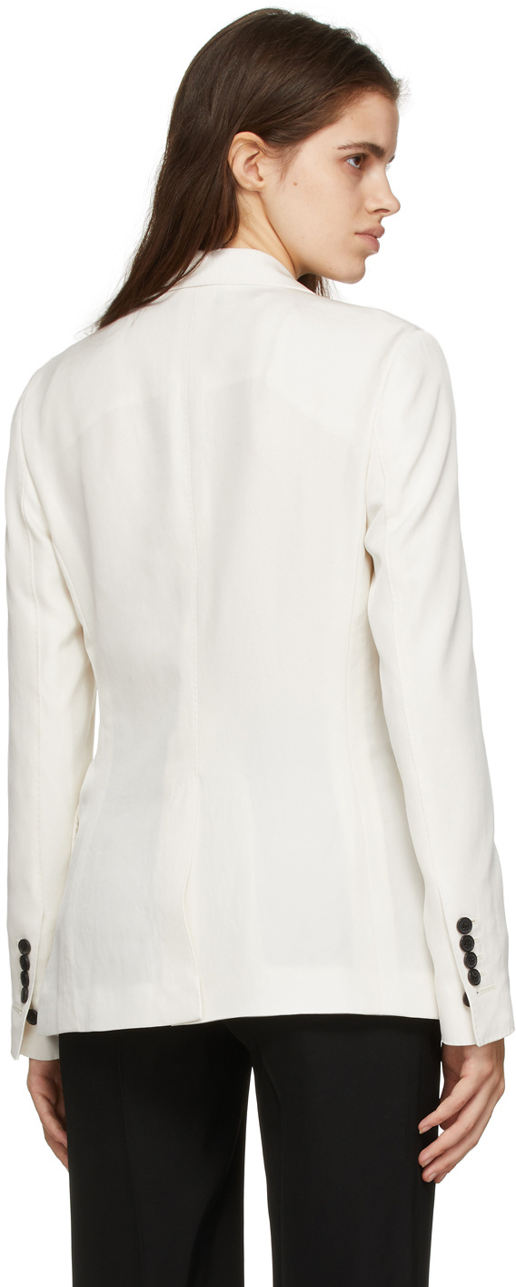 Tom Ford Off-white Twill Double-breasted Blazer In White