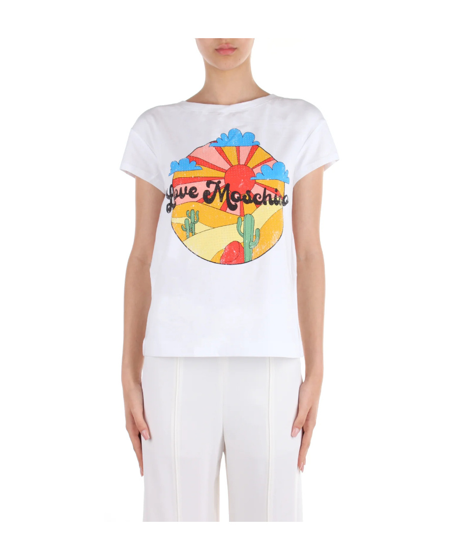 Moschino Pattern Printed Short-sleeved T-shirt In White