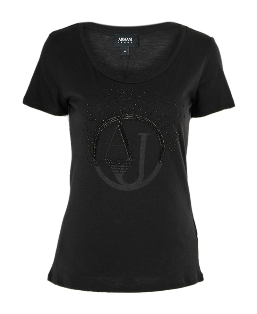 Shop Armani Jeans Logo Short-sleeved T-shirt In Black