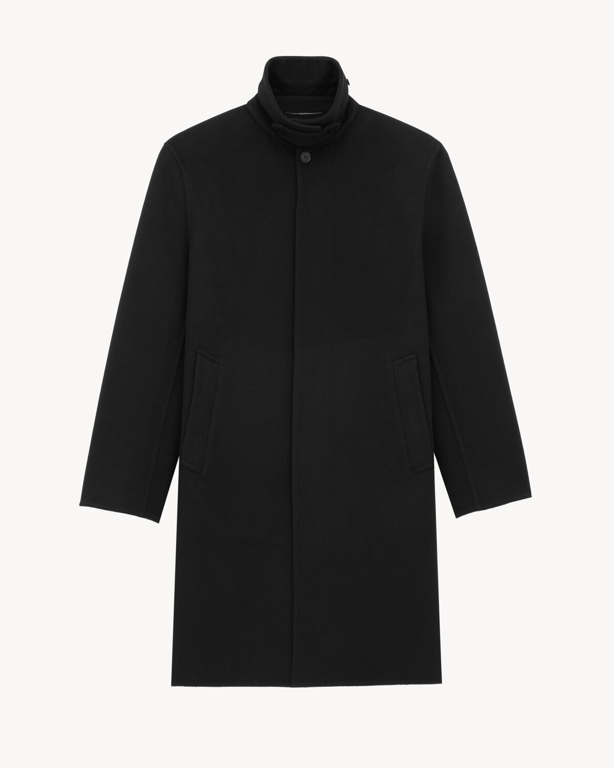 Saint Laurent Coat In Double-face Wool In Black