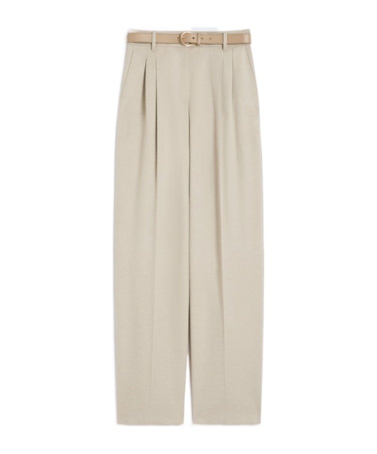 Max Mara Flowing Pure Wool Trousers In Neutral