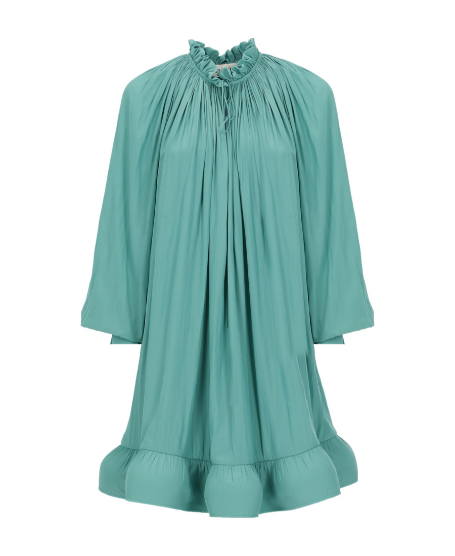 Shop Lanvin Pleated Dress In Blue