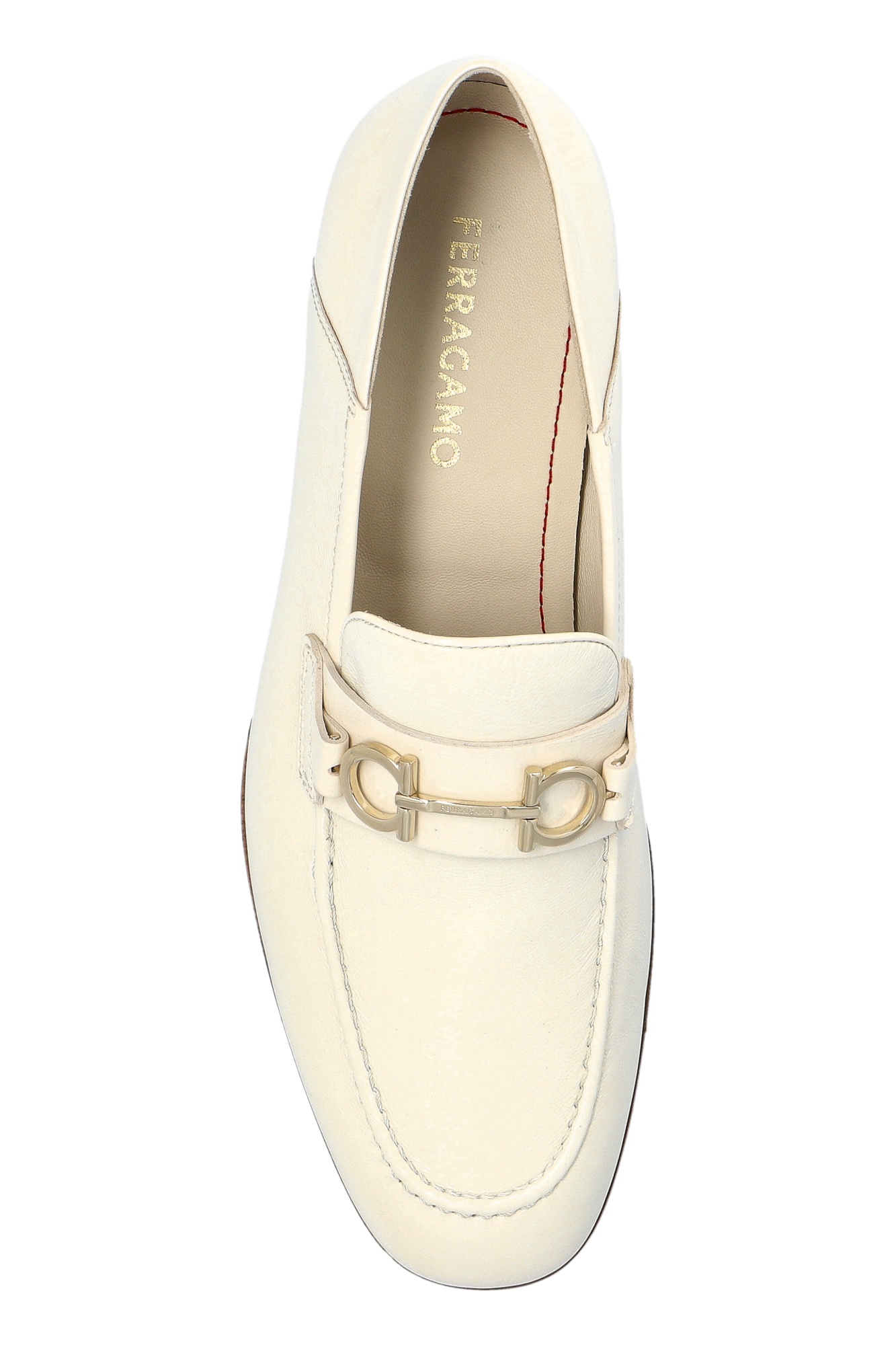 Ferragamo Biarritz Gancini Leather Loafers In White