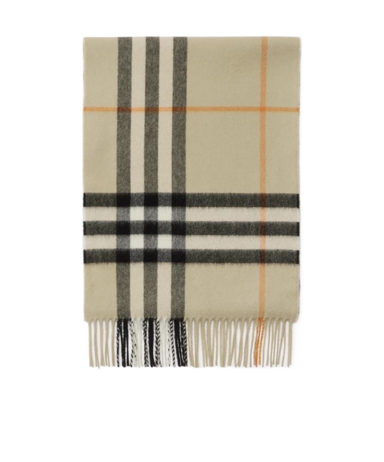 Burberry Unisex Check Cashmere Scarf In Nude