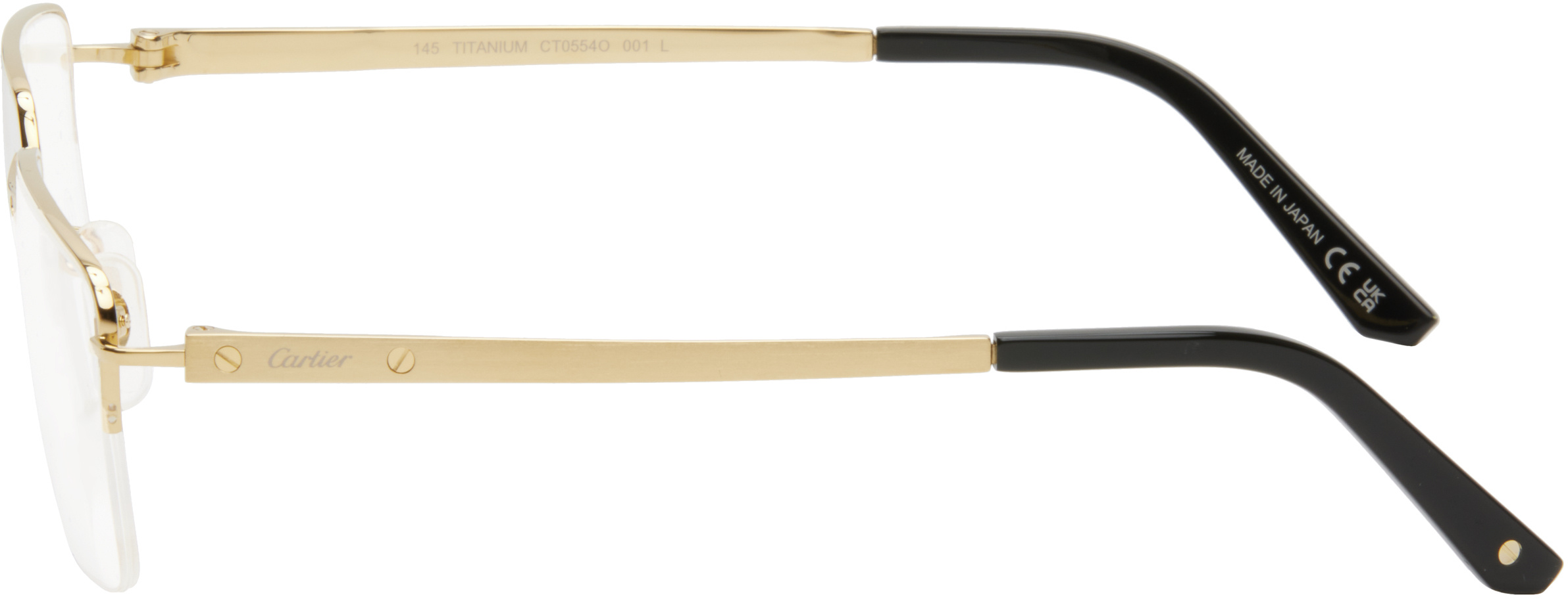 Cartier Rectangular Frame Glasses In Gold