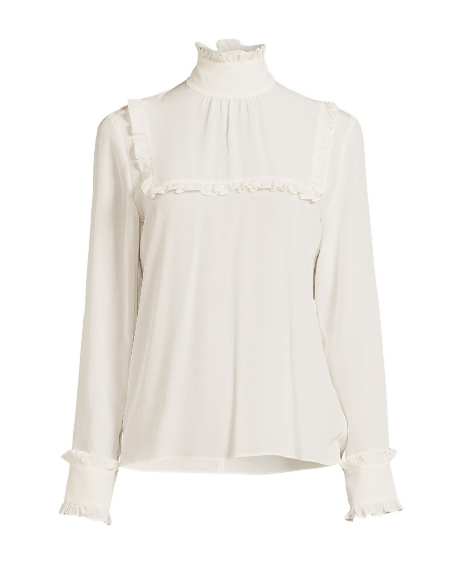 Max Mara Stand-collar Long-sleeved Blouse In White