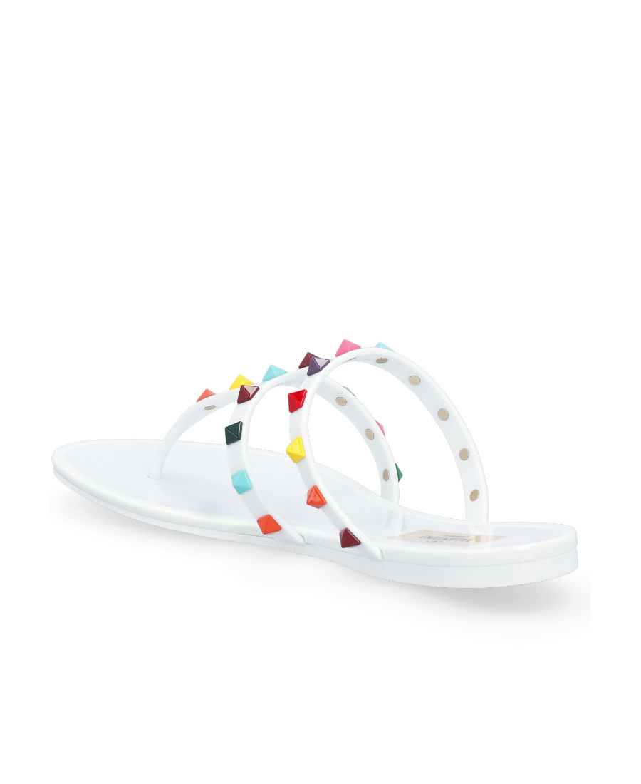Valentino Rockstud Thong Flat Sandals In Multi