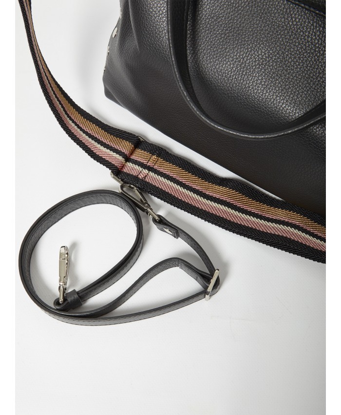 Zanellato Hammered Leather Small Tote With Twist-lock Closure In Black