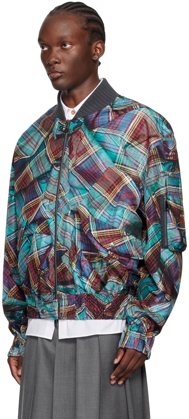 Vivienne Westwood Printed Long-sleeved Baseball Coat In Multicolor