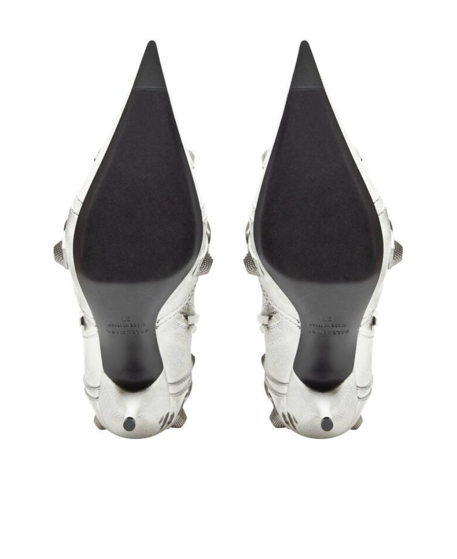 Balenciaga Cagole Leather Knee Boots With Stiletto Heel In White
