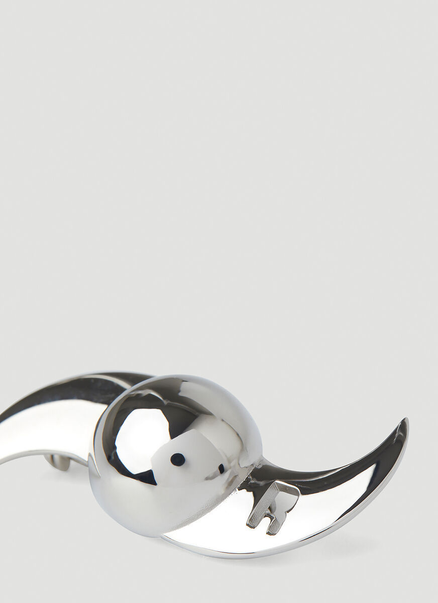 Raf Simons Silver Brooch In White