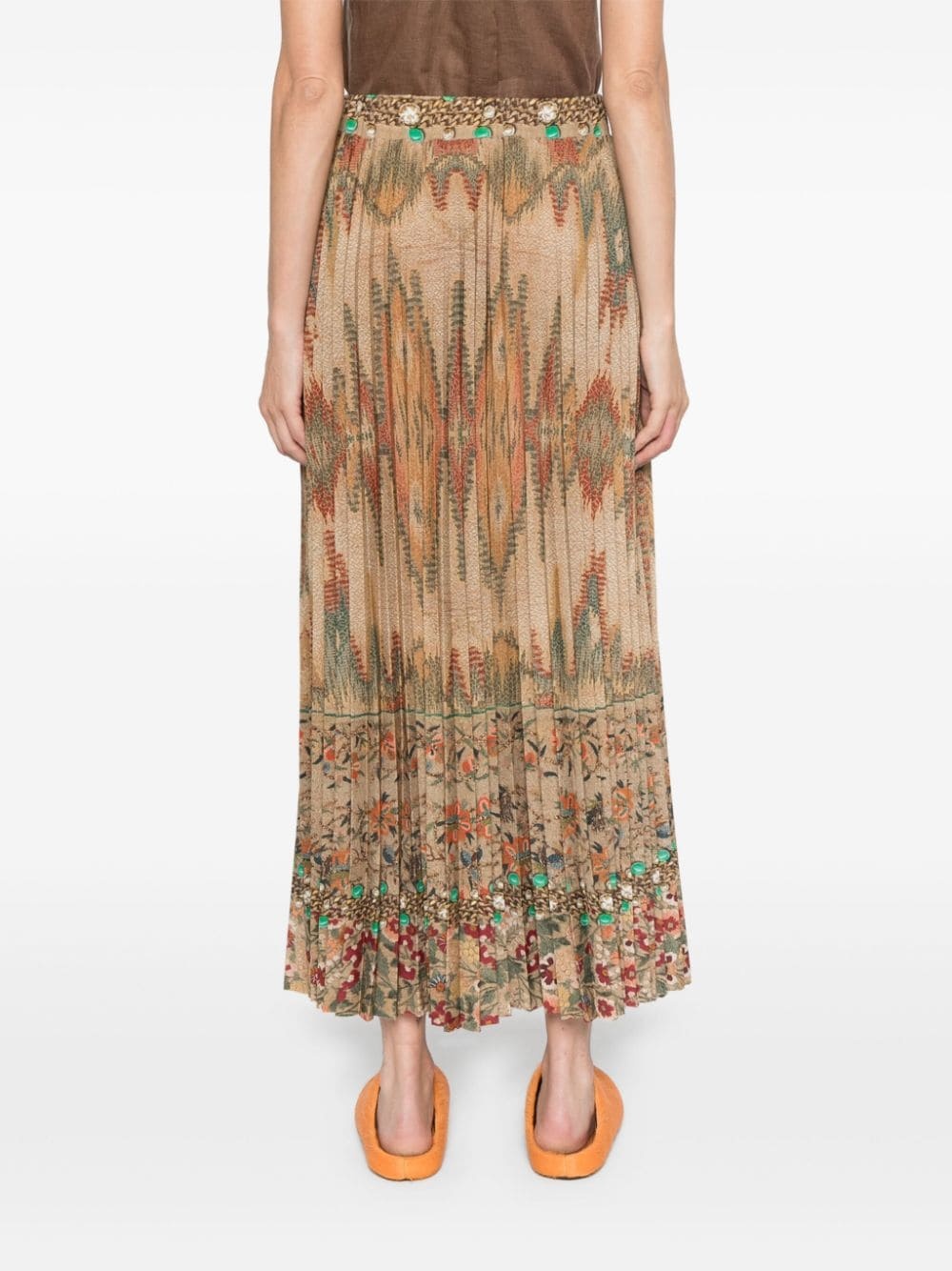 Pierre-louis Mascia Pierre Louis Mascia Printed Silk Skirt In Green