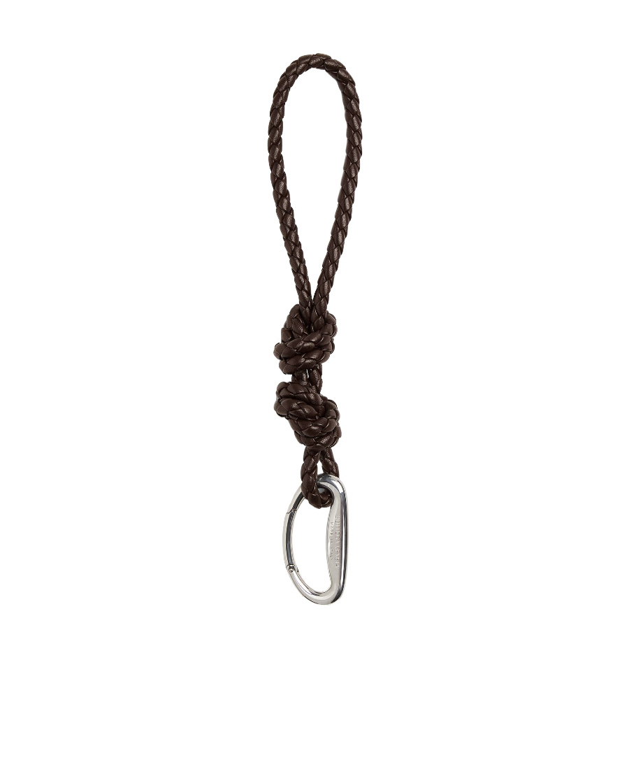 Bottega Veneta Intreccio Knitted Key Ring In Black