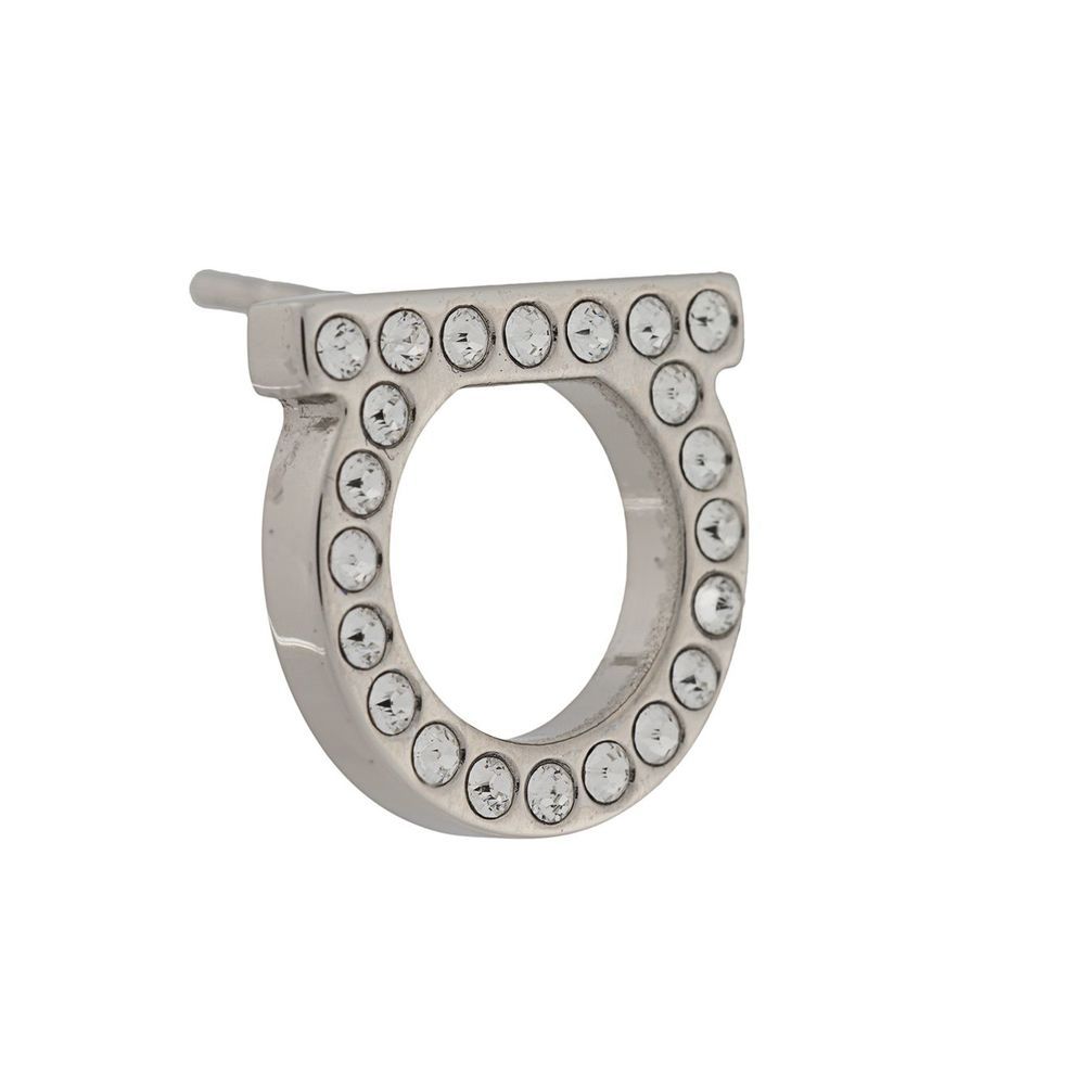 Ferragamo Silver Earrings With Rhinestone Embellishment In White