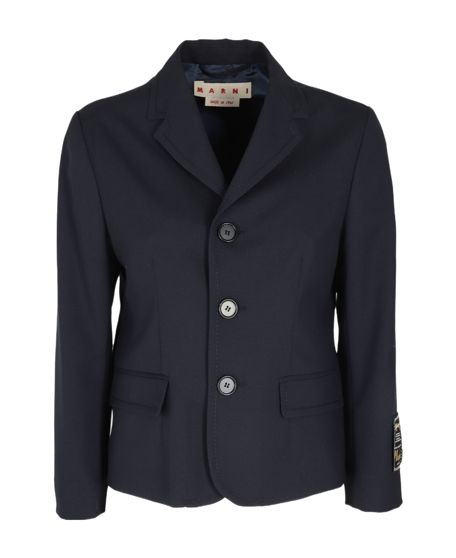 Marni Color-block Tailored Blazer With Classic Notch Lapel In Black