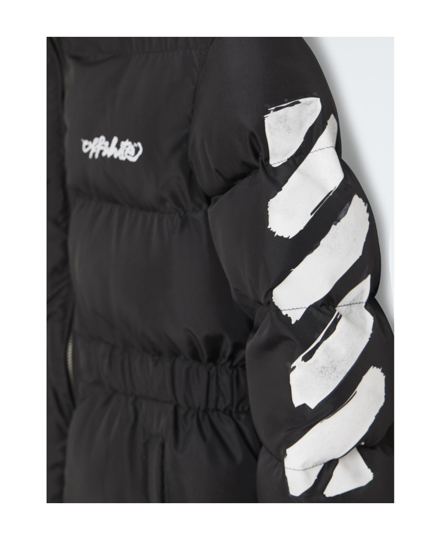 Off-white Diag Zip-up Puffer Jacket In Black