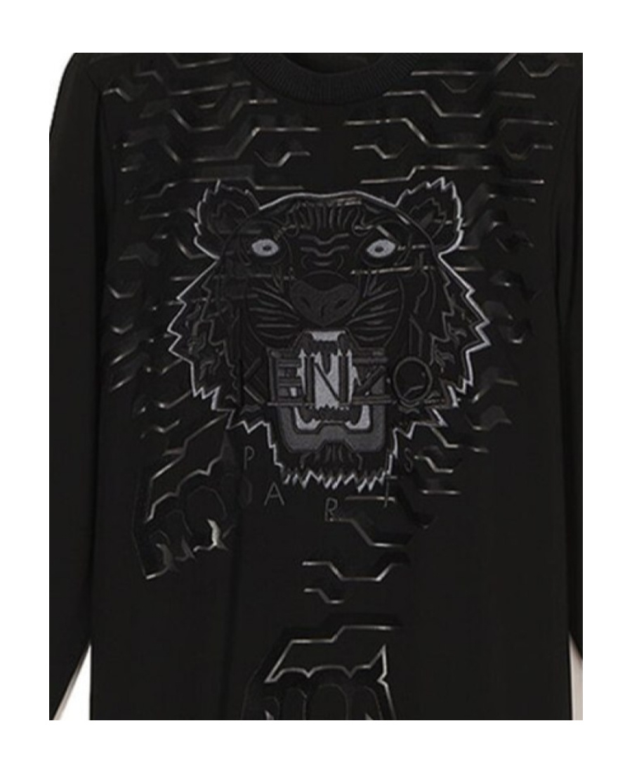 Kenzo Tiger Head Embroidered Dress In Black