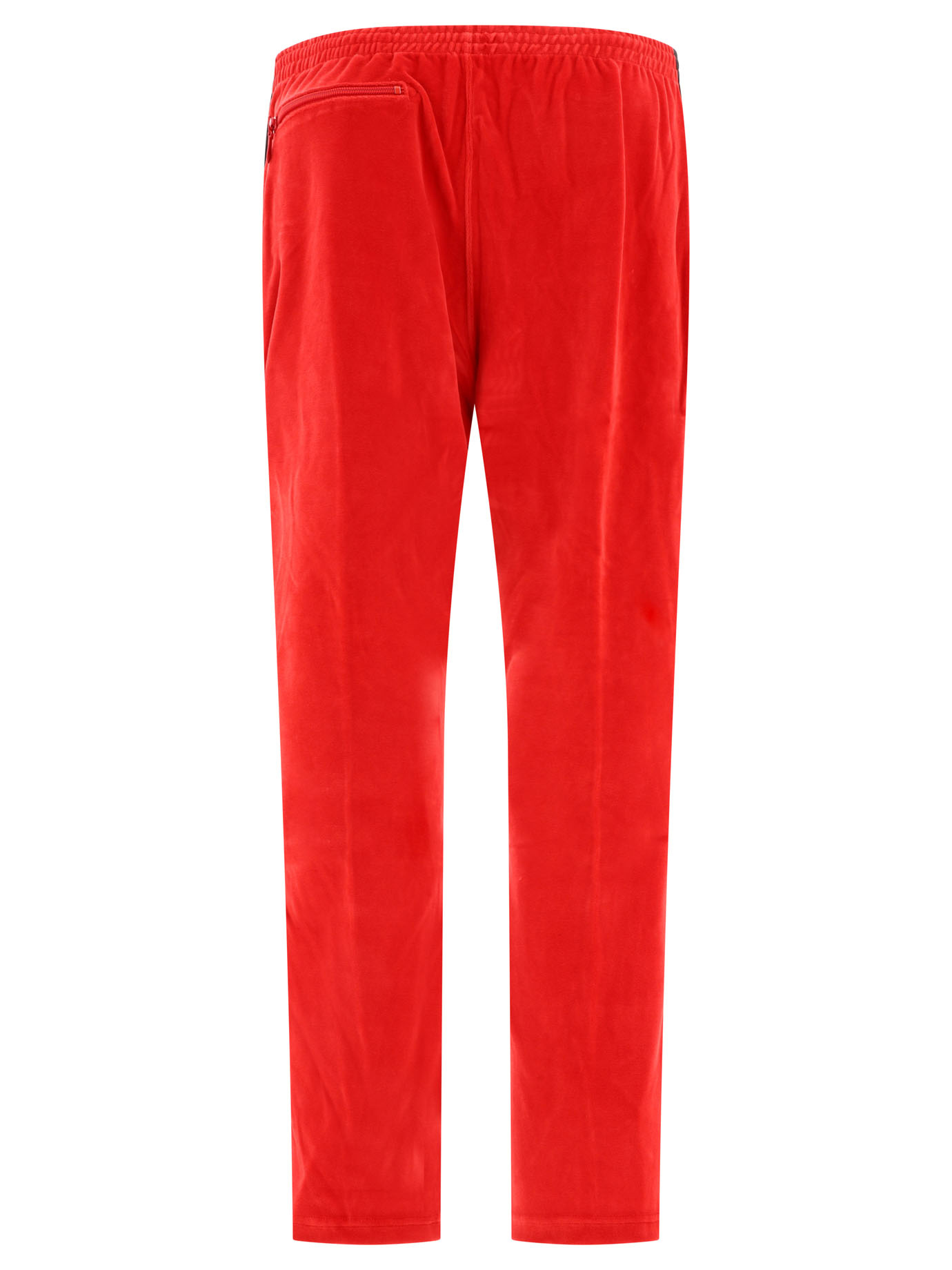 Needles Ribbed Texture Track Trousers With Side Stripes In Red