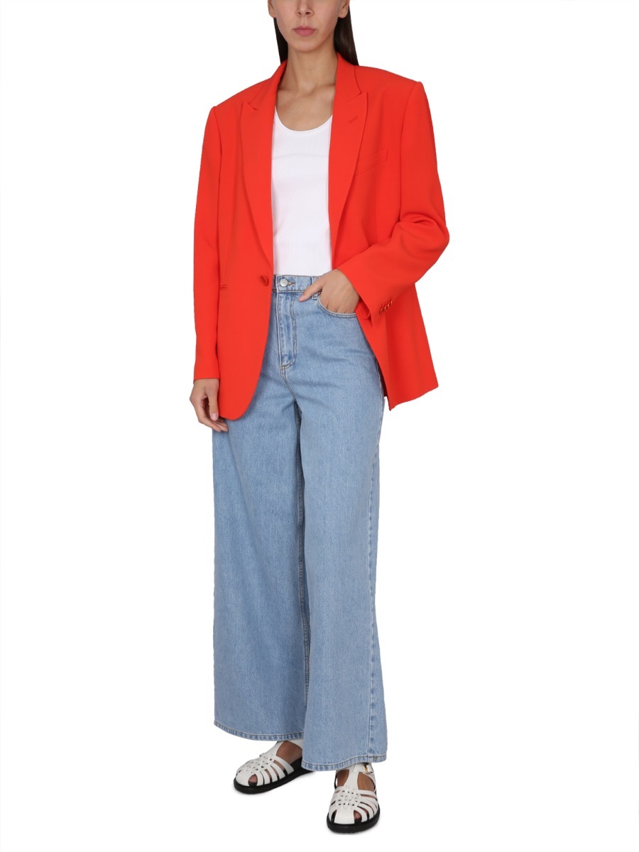 Shop Aspesi Pocketed Single-breasted Blazer In Orange