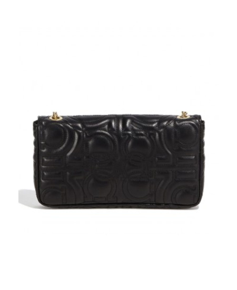 Ferragamo Black Gancini Mini Embossed Crossbody Bag In Black