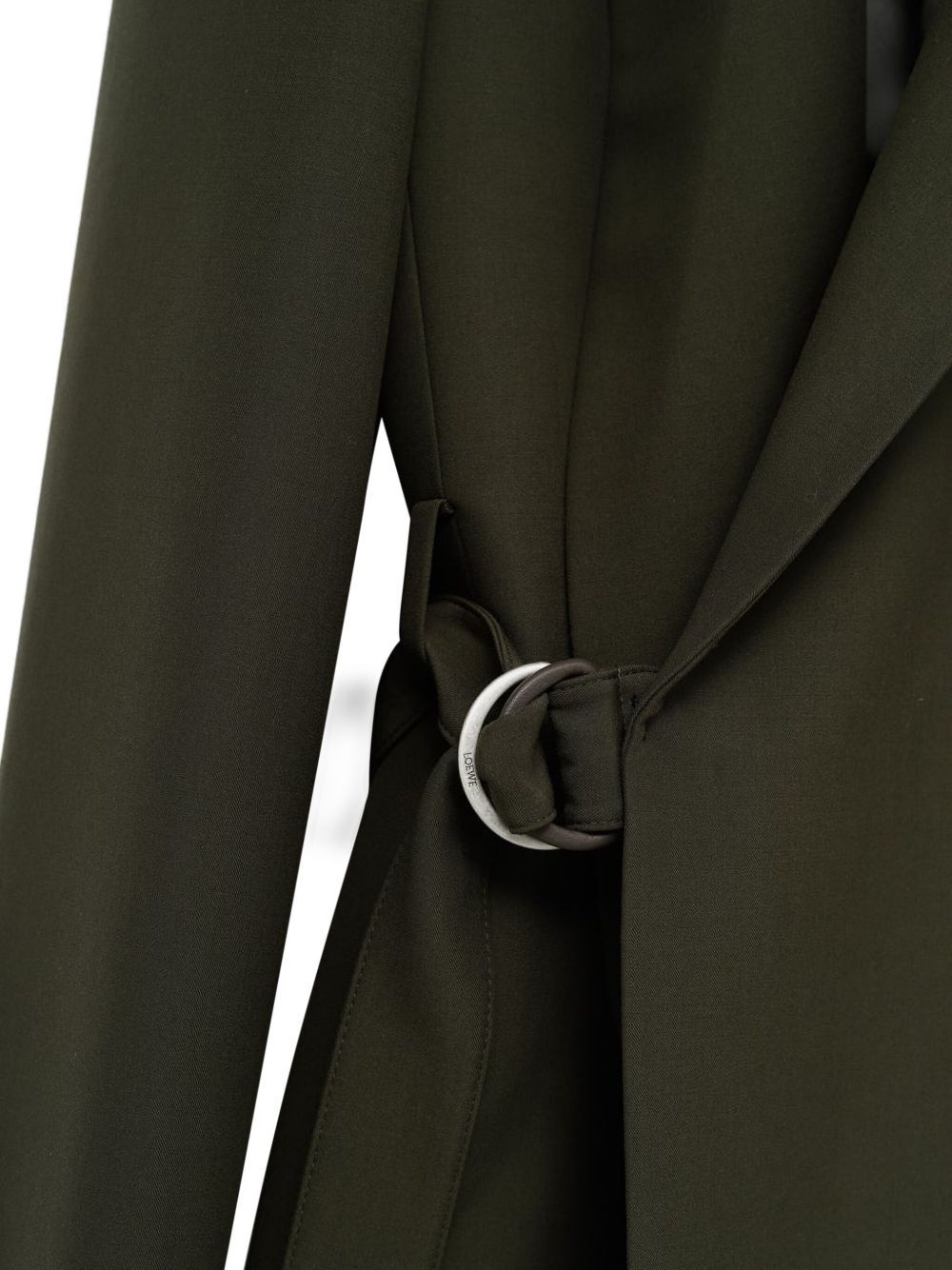 Loewe Khaki Green Double-breasted Wool Jacket Women In Green