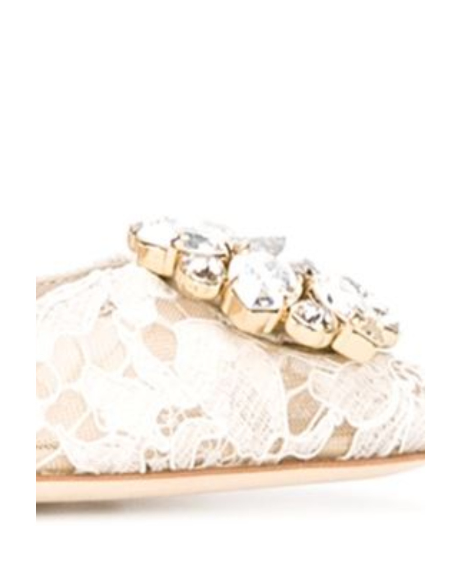 Dolce & Gabbana Lace Rainbow Pumps With Brooch Detailing Shoes In White