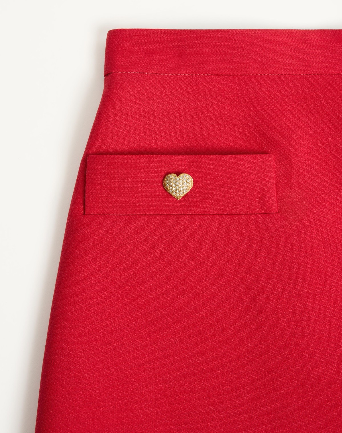 Valentino High Waist Skirt Heart-shaped Buttons In Red