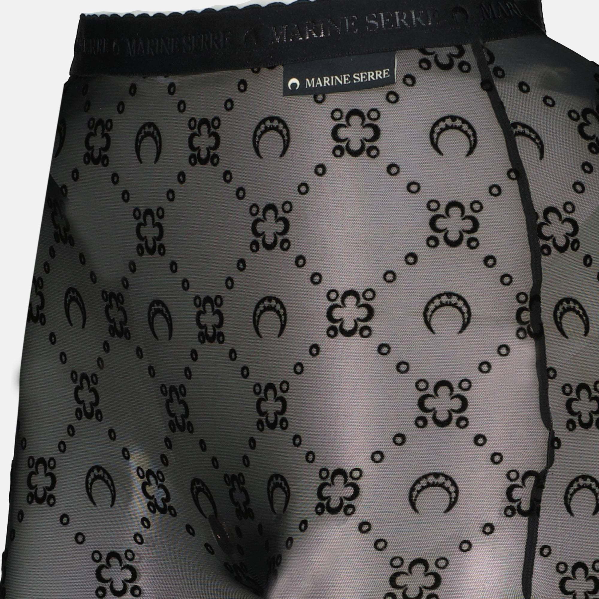 Marine Serre All-over Moon Printed Tights In Black