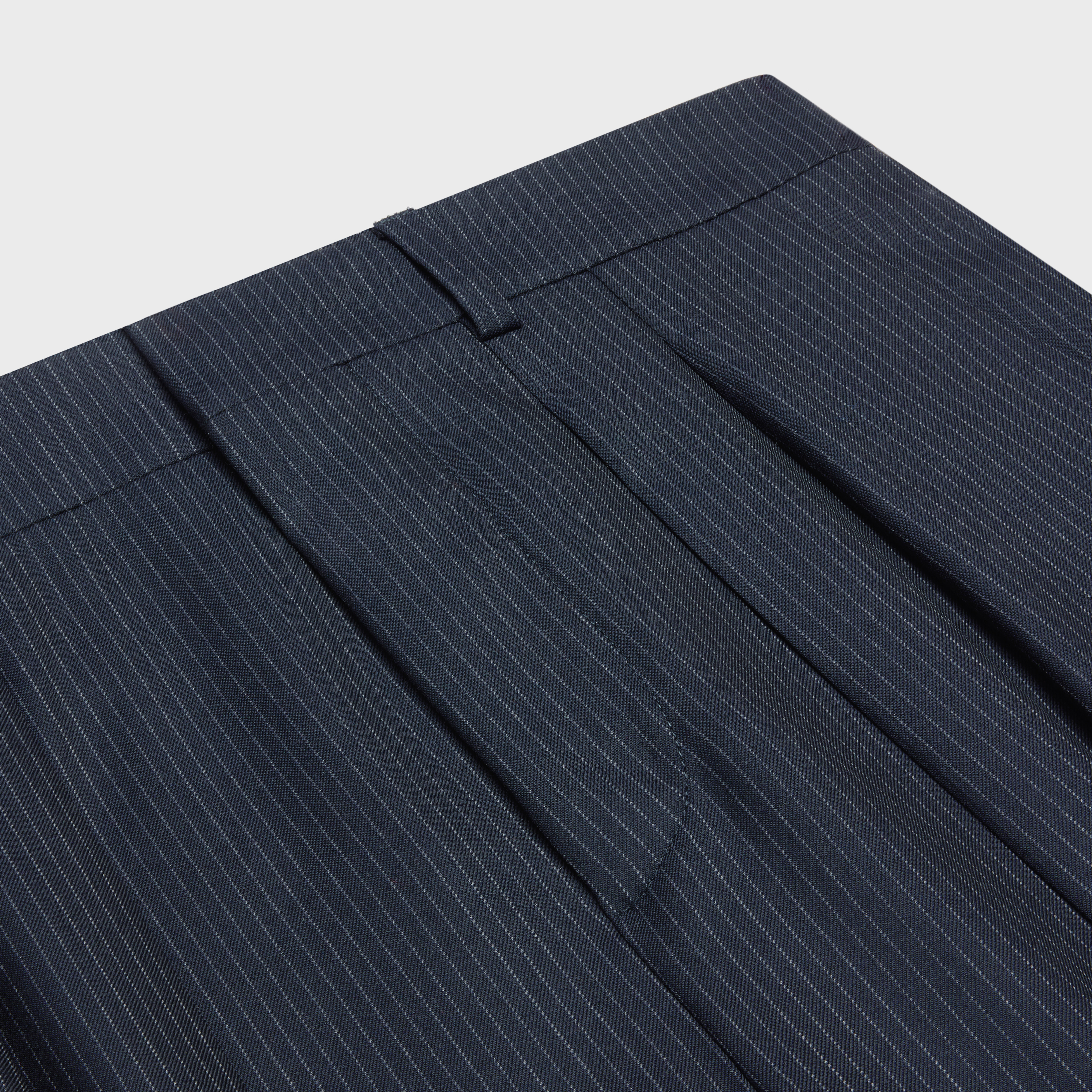 Celine Double Pleated Striped Wool Tixie Casual Pants In Black