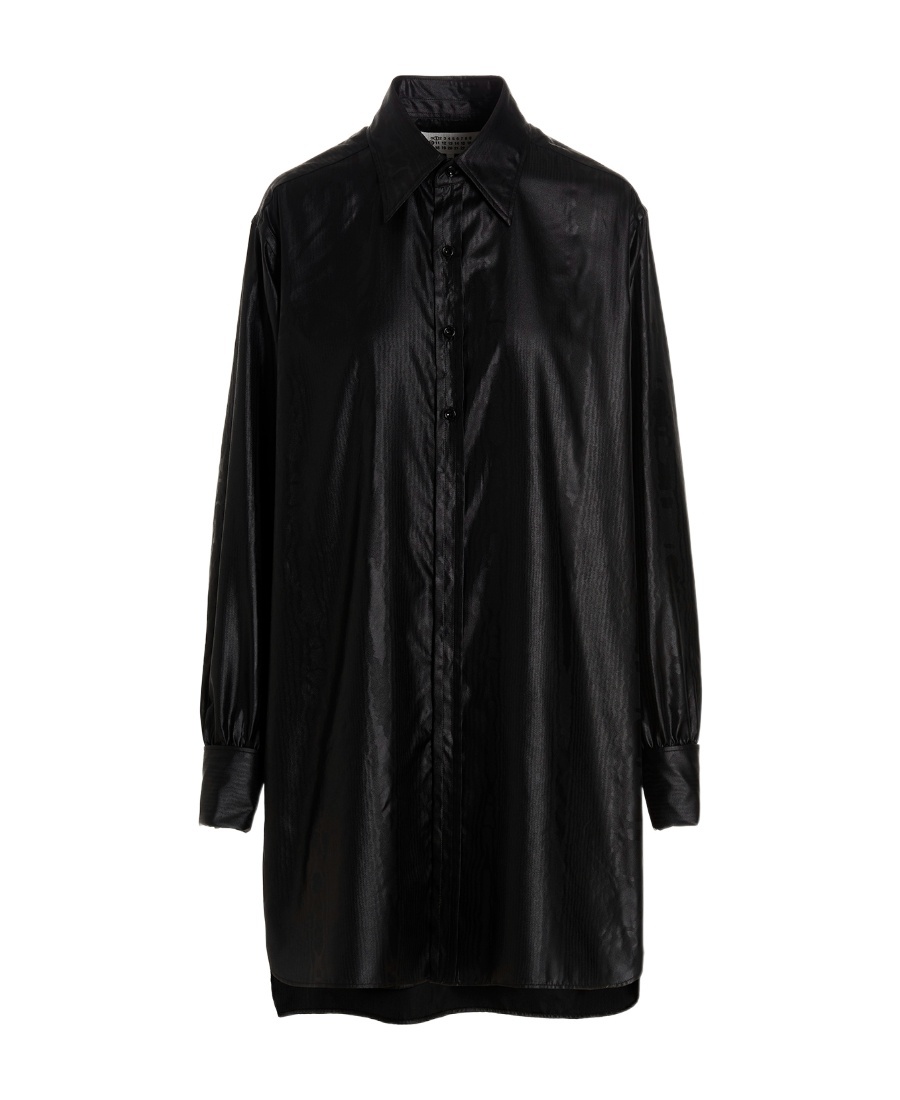 Maison Margiela Longline Faux-leather Shirt In Black