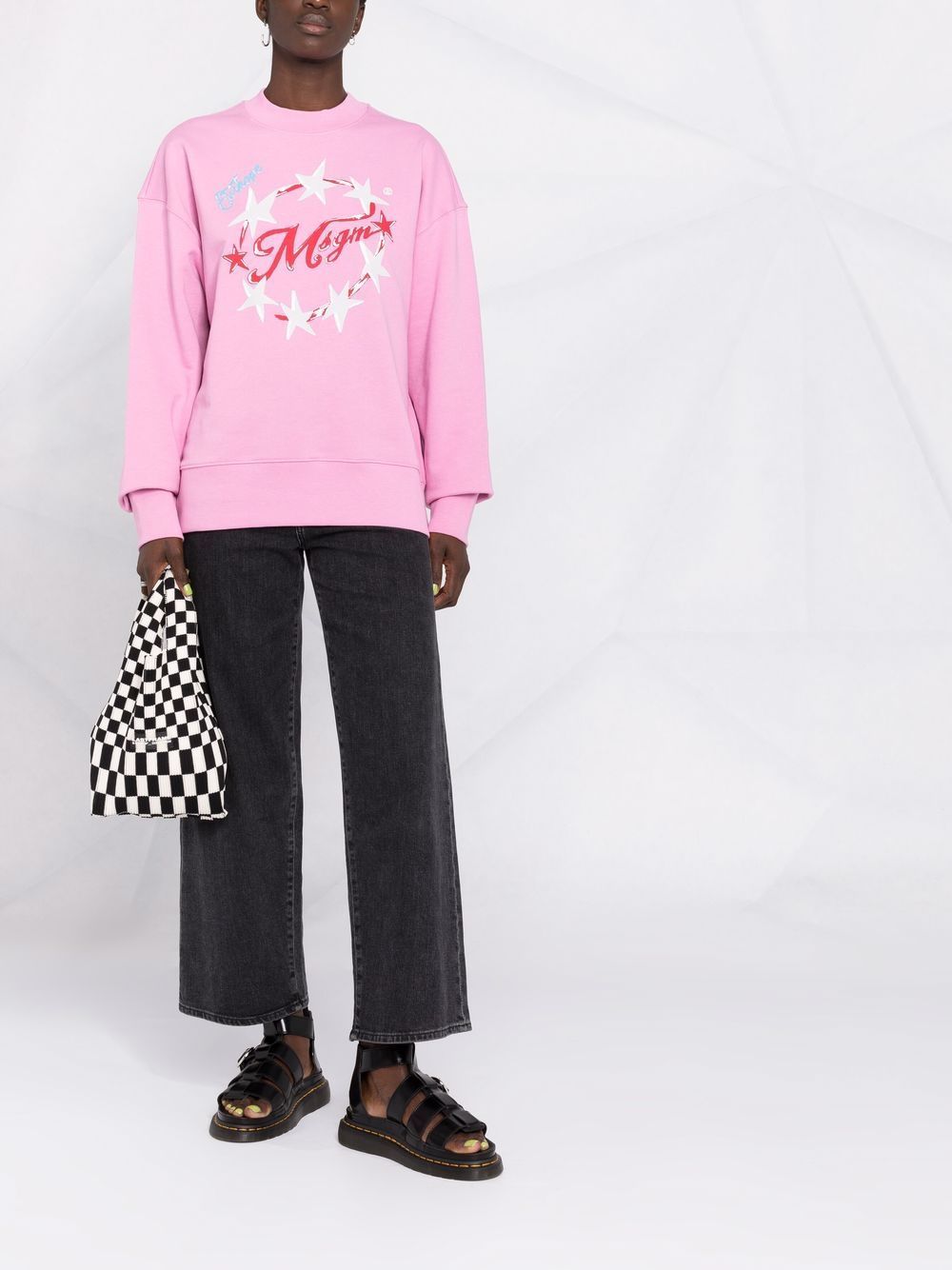 Msgm Logo-print Sweatshirt In Pink